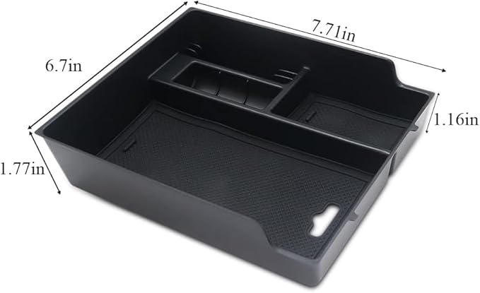 BestEvMod for Rivian R1T & Rivian R1S Accessories Center Console Organizer Tray Armrest Storage Box ABS Material with PVC Trim Compatible with Rivian R1T/R1S 2022 2023 2024 2025 Accessories(V2 Black)