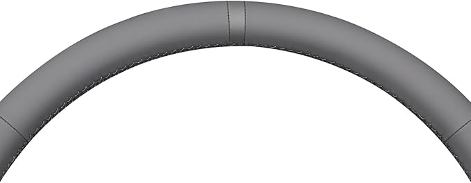 MEWANT Hand Stitched Steering Wheel Cover for Chevy Silverado 1500 2003-2006 DIY Gray Faux Leather Steering Wheel Wrap