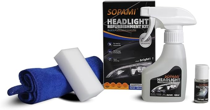 SOPAMI Automotive Headlight Restoration Kit Oxidized and Yellowed Automotive Headlamps Blurring Enhanced Crystallization Coat