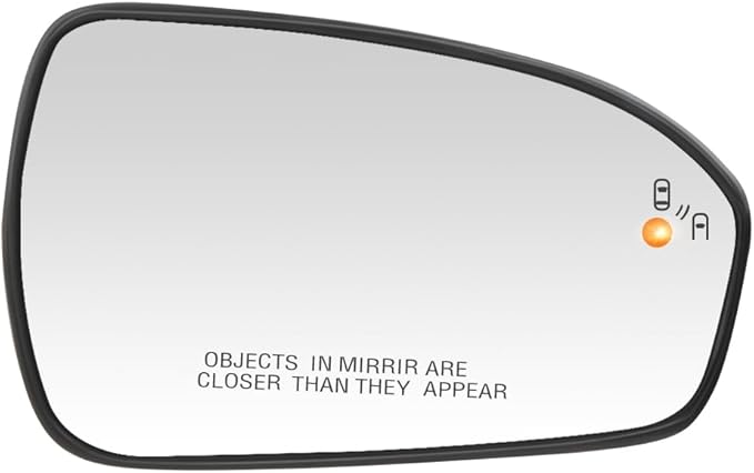 Senzeal Passenger Side Heated Mirror Glass with Blind Spot Detection BLIS for Ford Fusion 2013 2014 2015 2016 2017 2018 2019 2020 2021 DS7Z17K707C DS7Z-17K707-C (No Auto Dimming)(Right Side)