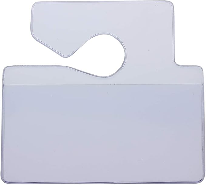 2 Pack - Clear Horizontal Vehicle Parking Permit Pass Hanger Tag Holder - Hangs from Car Rear View Mirror - by Specialist ID