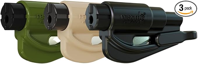 resqme The Original Emergency Keychain Car Escape Tool, 2-in-1 Seatbelt Cutter and Window Breaker, Made in USA, Family Pack o
