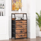Furnulem Night Stand, Tall 4 Drawers Dresser for Bedroom, Hallway, Nursery, Closet Organizer, Nightstand Bedside Table Furnit