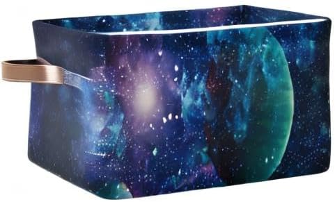 Nebula Galaxy Planet Storage Basket Collapsible Cloth Storage Cube Basket Bins Organizer with Handles Rectangular Large Toys 