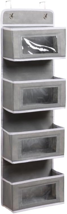 1 Pack 4-Shelf Over Door Hanging Organizer Houseware Storage Bag Wall Mount Containers，Storage Bag for Bedroom, Kitchen, Cabi