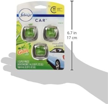 Febreze Car Vent Clip Air Freshener, Gain Original, 0.037 Pound