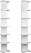2 Pack 7 Tier Wall Shelf Unit 43" White Lack Wall Shelf Display Floating Shelves for Storage Vertical Column Tower Design Flo
