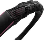 Flying Banner car Steering Wheel Cover Faux Leather Massage Universal fit 3D Honeycomb Hole Anti-Slip Sporty 15 Inches (Pink 