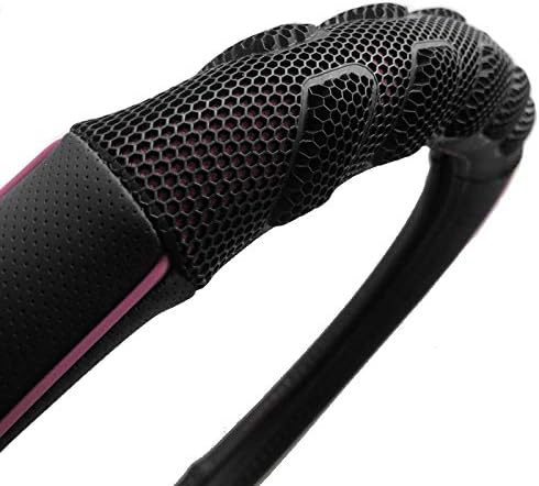 Flying Banner car Steering Wheel Cover Faux Leather Massage Universal fit 3D Honeycomb Hole Anti-Slip Sporty 15 Inches (Pink 