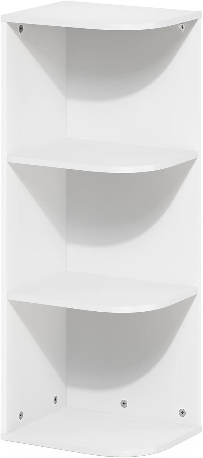 Furinno PASIR Book Shelf, 3-Tier Corner Bookshelf with Open Shelf, Standing Bookcase, 9.3 x 12 x 31.5 for Organization and St