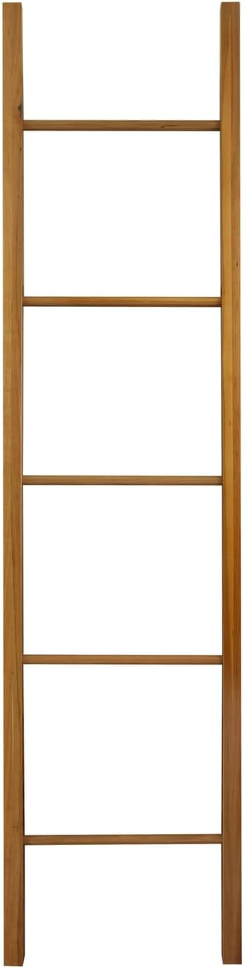Solid Wood Decorative Ladder - Leaning Blanket Rack for Home Decor Cherry