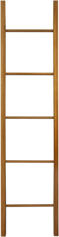 Solid Wood Decorative Ladder - Leaning Blanket Rack for Home Decor Cherry