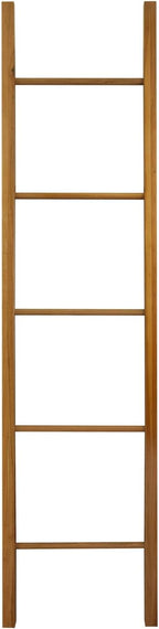 Solid Wood Decorative Ladder - Leaning Blanket Rack for Home Decor Cherry