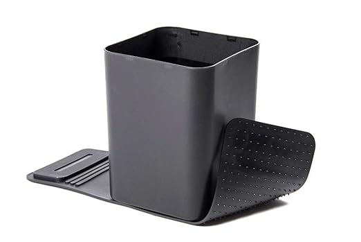 Car Trash Can, 0.8 Gallon Medium Car Garbage Bin with Stability Base Flap & Spikes for Car Humps and Flat Floors, Durable Plastic Auto Trash Container