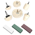 6PCS Buffing Wheels for Drill and 3 PCS Polishing Compounds, Wheel Polishing Kit, Polishing Wheel for Stainless Steel/Aluminum/Chrome/Wood/Jewelry/Plastic/Ceramic/Glass etc