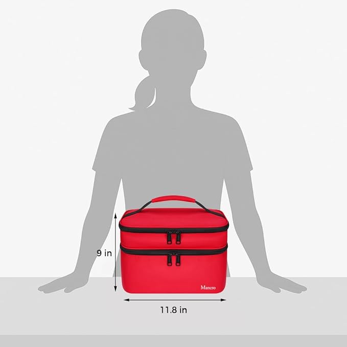 Mancro Dual Layers Medicine Organizer Bag, Pill Bottle Organizer Storage with Lockable Zipper, Medication Travel Bag for Pill