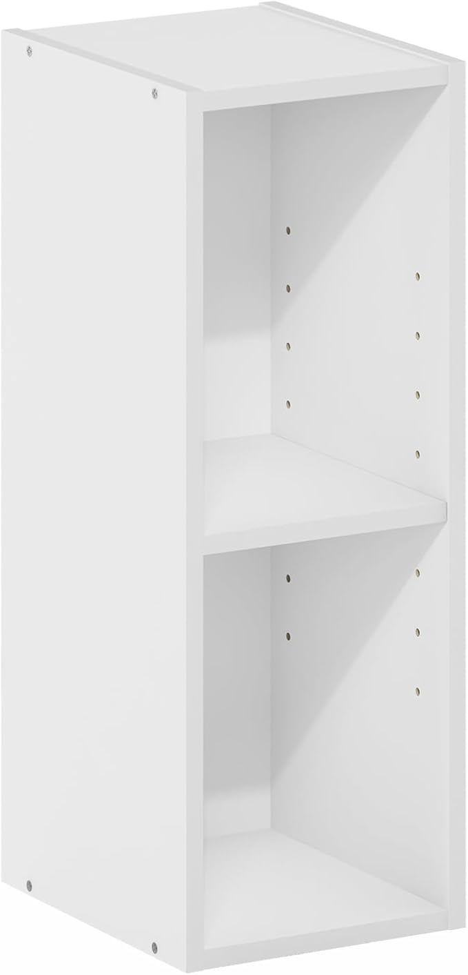 Furinno Fulda Book Shelf, 2-Tier Narrow Bookshelf, Bookcase with 8-in Width Storage Shelf, 9.3 x 7.9 x 21.2, for Living Room,
