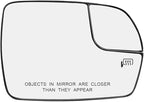 Senzeal Passenger Side Heated Mirror Glass Replacement with Blind Spot Mirror for Ford Edge 2015 2016 2017 2018 (Right Side)