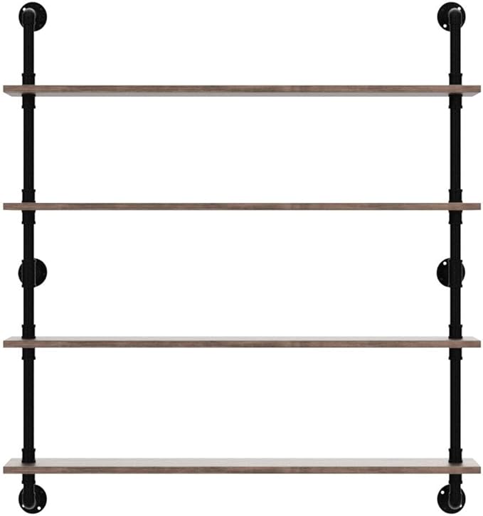 Floating Bookshelf Shelves Industrial Pipe Shelving Floating Pipe Shelf with Wood Planks 48 inch Industrial Wall Shelves Rust