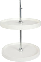 Knape & Vogt Plastic Lazy Susan Organizer, 2-Tier Lazy Susan for Cabinet, Full-Round 20-Inch Polymer Spice Turntable, White