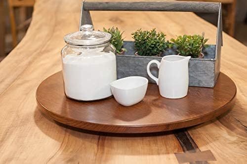 Michaels Oak Wood Lazy Susan Turntable Spinning, Solid Wood Organizer 22' Table/Counter Top 360 Rotating Swivel