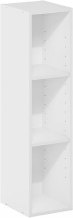 Furinno Fulda Book Shelf, 3-Tier Narrow Bookshelf, Bookcase with 8-in Width Storage Shelf, 9.3 x 7.9 x 31.5, for Living Room,