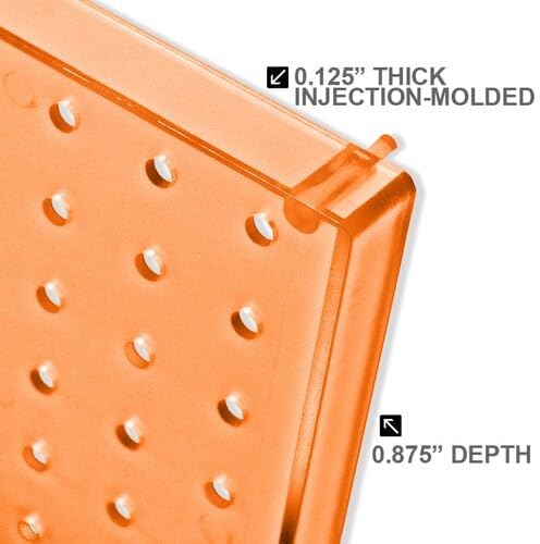 Azar Displays 771620-ORG Plastic Pegboard Wall Organizer - Garage Tool Organizer (Pack of 2) - Durable 1-Sided Wall Panel (16