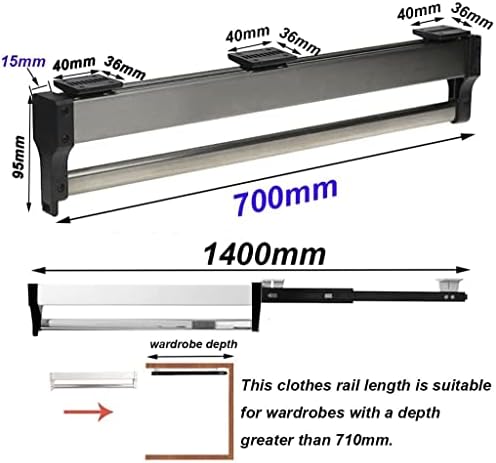 Extendable Steel Clothes Rail, Adjustable Wardrobe Rod 30-80cm, Pull-Out Closet Organizer for Trousers & Coats, Space-Saving 