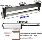 Extendable Steel Clothes Rail, Adjustable Wardrobe Rod 30-80cm, Pull-Out Closet Organizer for Trousers & Coats, Space-Saving 