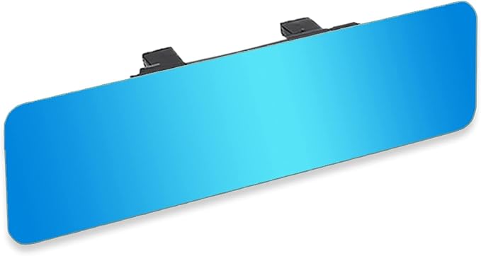 SkycropHD Frameless Anti Glare Rear View Mirror Interior Panoramic Wide Angle Mirror Eliminate Blind Spots for Car SUV Truck – Flat,11.8in (Blue)