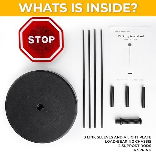 Zento Deals LED Flashing Stop Sign Parking Assistant for Garage- 7” Bright Red Stop Sign, Warning Car Stop Indicator Sensor for Vehicles, Adjustable Height, Premium Quality - 2