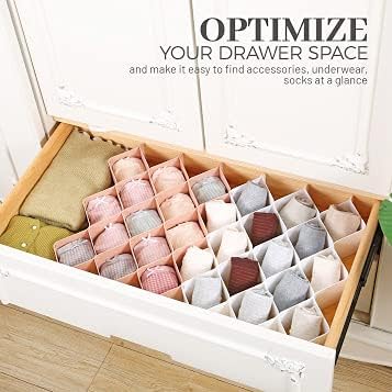 ROUFA Sock Drawer Organizer for Dresser, Honeycomb Underwear Dividers for Women, Panty Separator for Belts, Ties, Small Cloth