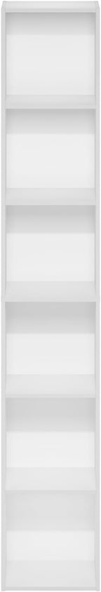 Furinno LUDER Book Shelf, 6-Tier Tall Modern Bookshelf, Bookcase with Open Shelves, 9.3 x 12 x 71, for Living Room, Bedroom, 