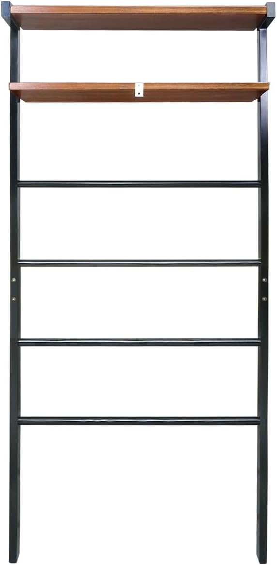 Solid Wood Decorative Ladder - Leaning Blanket Rack for Home Decor Black and Sweet Oak