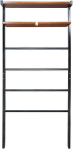 Solid Wood Decorative Ladder - Leaning Blanket Rack for Home Decor Black and Sweet Oak