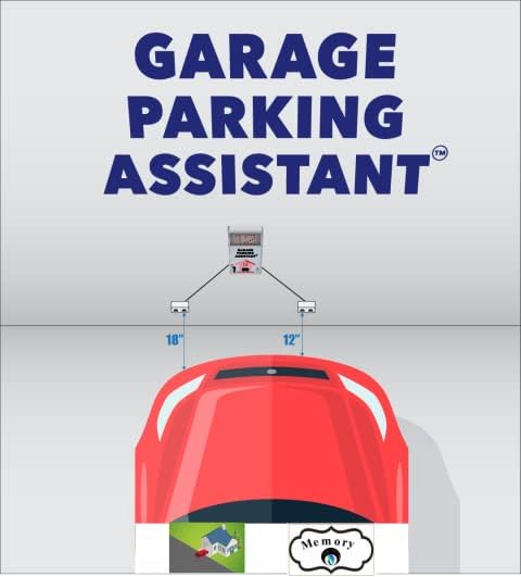Garage Parking Assistant (Memory) with Parking Aid Sensor - New Model - Free 1 Year Replacement Warranty - Parking Stopper for Garage – No Laser Parking
