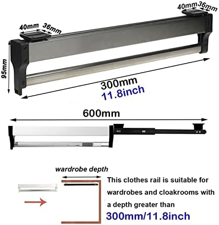 Extendable Clothes Rail - Adjustable Steel Wardrobe Rod for Trousers & Coats, Pull-Out Closet Organizer, 30-80 cm Space-Savin