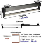 Extendable Clothes Rail - Adjustable Steel Wardrobe Rod for Trousers & Coats, Pull-Out Closet Organizer, 30-80 cm Space-Savin