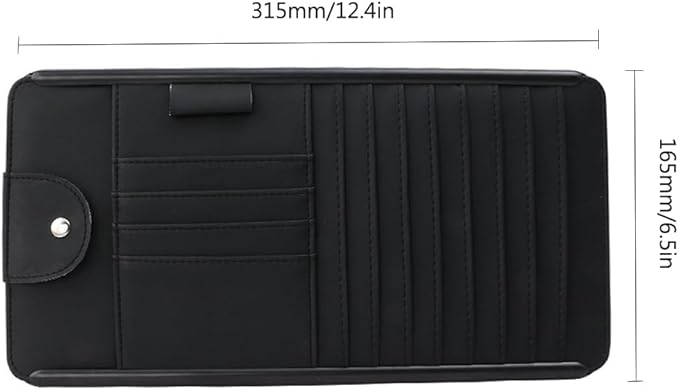 Car Sun Visor Pocket Organizer, Car CD/DVD Holder Storage Case, Multi-Pocket Visor Organizer Storage Pouch, Glasses Clip Storage Bag, Auto Interior Accessories Pockets Organizer (Black)