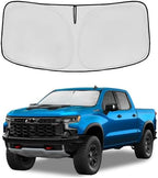 Windshield Sun Shade for Chevrolet/Chevy Silverado 1500 2019-2024 2025 2026 Front Window Shade Custom Fit Silverado Regular Cab, Crew Cab, Double Cab Sun Visor Foldable Shade Blocks UV Rays