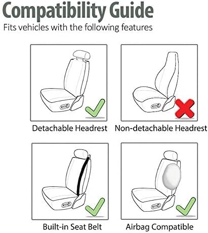 FH Group Car Seat Covers All-Purpose Built-in Seatbelt Front Set - Universal Fit for Cars, Trucks & SUVs (Beige/Black) FB3511