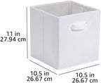 Amazon Basics Collapsible Fabric Storage Cubes Organizer with Handles, Sturdy Storage Bins, White, 10.5-x-10.5-x-11-inch, 6-P