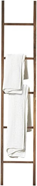 Solid Wood Decorative Ladder - Leaning Blanket Rack for Home Decor Walnut