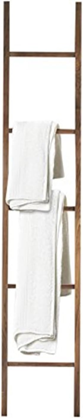 Solid Wood Decorative Ladder - Leaning Blanket Rack for Home Decor Walnut