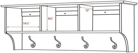 Prepac 48" Contemporary Wall Mounted Coat Rack, Coat Hooks Wall Mount with 3 Shelves, Ideal for Hallway or Entryway Storage S