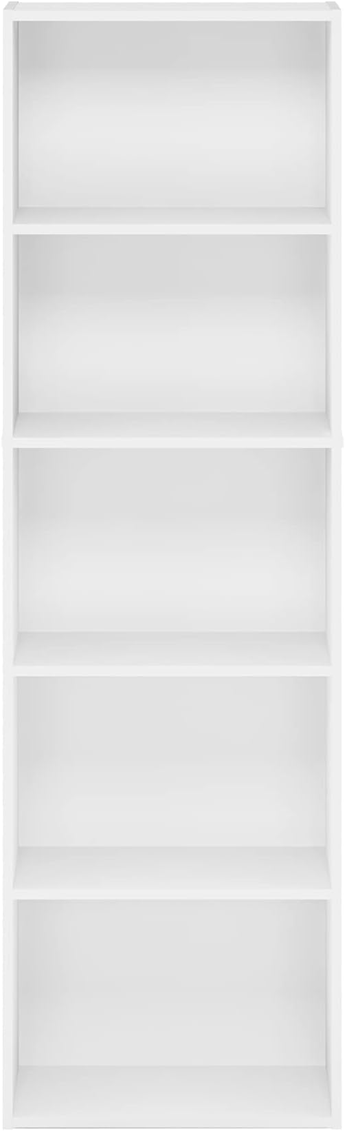 Furinno LUDER Book Shelf, 5-Tier Bookshelf, Bookcase with Open Shelves, 9.4 x 15.8 x 52, Easy Assembly, for Living Room, Bedr