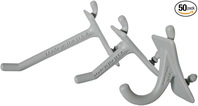 PegPro® J, 1", 2" Hooks Kit for Modern Plastic or Metal Pegboard – Durable Plastic Pegboard Hooks - for Garage, Kitchen, Craf