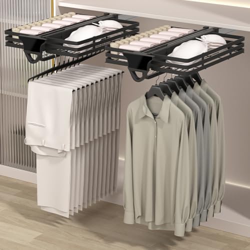 Adjustable Clothes Rail - Extendable Hanger Rack for Trousers & Garments - Space-Saving Wardrobe Organizer - 56Cm Clothes Sto