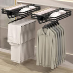 Adjustable Clothes Rail - Extendable Hanger Rack for Trousers & Garments - Space-Saving Wardrobe Organizer - 56Cm Clothes Sto