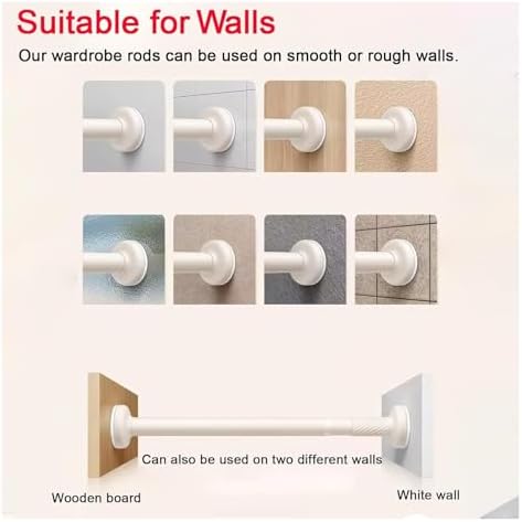 Adjustable Closet Rods - No Drill Extendable Clothes Rail for Windows & Bathroom, 35-50 cm (11.75" - 19.75") - Ideal Space-Sa